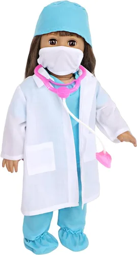 Miniatura 5 de MSYO Juego médico de 18 pulgadas con bata blanca, herramientas quirúrgicas y quirúrgicas, disfraz de juego de rol para niños de 3 a 12 años, se