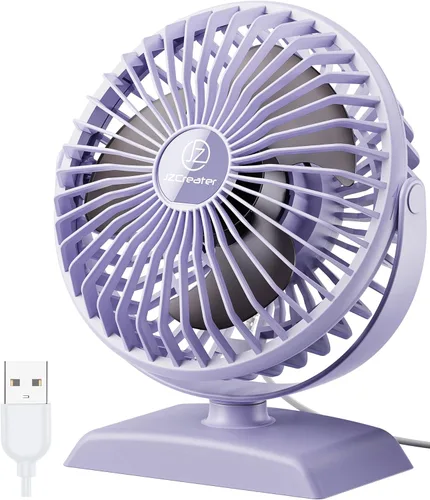 JZCreater Ventilador de escritorio USB, ventilador USB Mini, ventilador de escritorio de rotación 360 con 3 velocidades, ventilador de refrigeración
