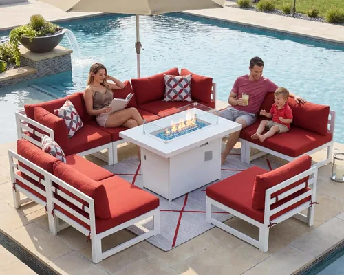 Miniatura 30 de NICESOUL - Juego de 10 muebles de patio extra grandes de aluminio moderno, sofá para exteriores con asiento de 29" de profundidad y ancho, 500 lbs