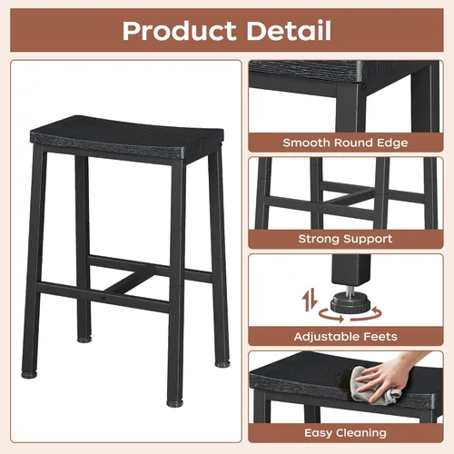 Miniatura 5 de Homeiju Bar Stools, Counter Height Bar Stools Set of 2, 23.6 Inch Saddle Stools with Footrests, Industrial Kitchen Counter Seat for Dining Room