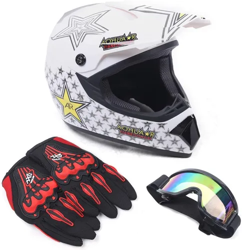 Miniatura 3 de TFCFL Casco de motocross todoterreno unisex para niños y jóvenes, casco todoterreno para hombres y mujeres, aprobado por DOT (2, L)