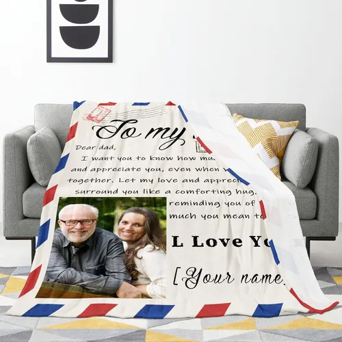Miniatura 2 de Youltar Manta de fotos personalizada para el Día del Padre, regalo personalizado con el texto "Best Dad Ever" de hija o hijo para Navidad