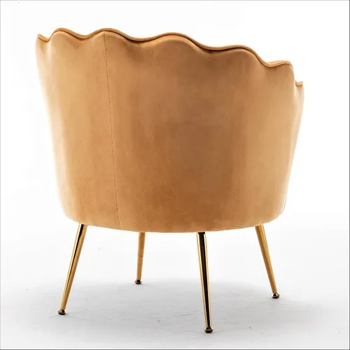 Miniatura 10 de Container Furniture Direct Silla de terciopelo con silueta festoneada y patas de metal dorado, pieza decorativa adecuada para espacios Rosa