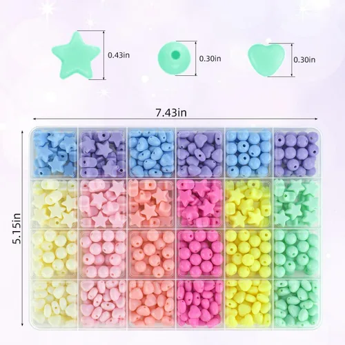 Miniatura 5 de 700 cuentas acrílicas redondas en forma de corazón para pulseras, joyería, collares, manualidades, cuentas de caballo para el cabello, cuentas