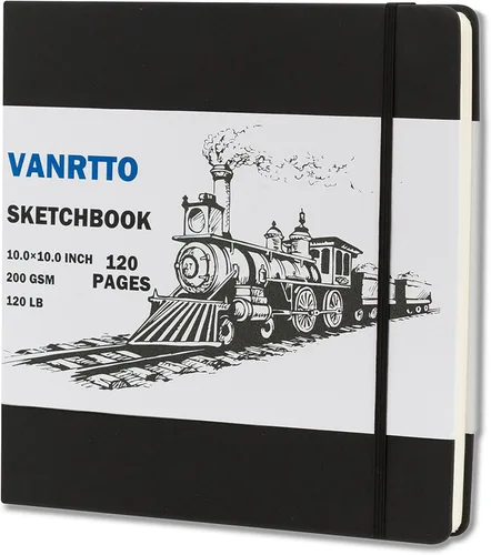 Cuaderno de bocetos de tapa dura, cuaderno cuadrado con papel de dibujo grueso de 120LB/200GSM, bloc de bocetos de 120 páginas/60 hojas para
