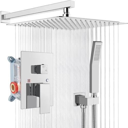 Miniatura 20 de gotonovo Sistema de ducha de lluvia para baño, juego de cabezal y mango de ducha de lluvia montado en la pared, conjunto completo combinado de latón
