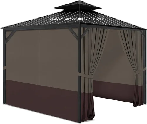 Miniatura 13 de Cortinas de privacidad con cremallera, 4 paneles de pared lateral, reemplazo universal para patio, toldo al aire libre, jardín y patio trasero