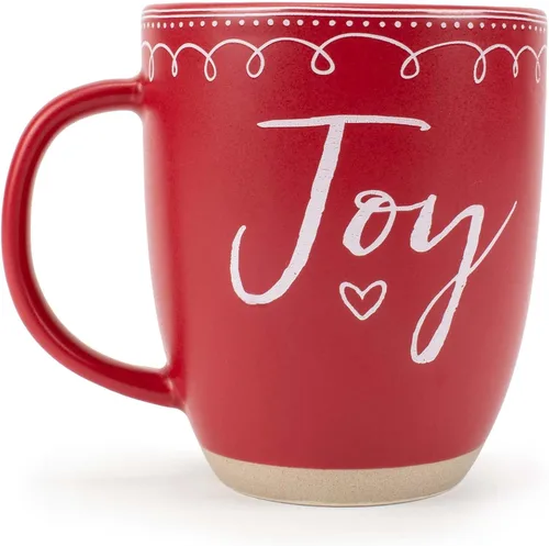 Miniatura 2 de Elanze Designs Joy Raw Clay Bottom Roja Taza de Café de Cerámica Navideña de 16 Onzas