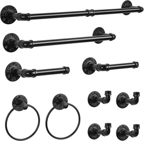 Miniatura 9 de Juego de accesorios de baño industriales para toallas con toallero de papel, soporte para toallas de mano, soporte para toallas de mano, soporte