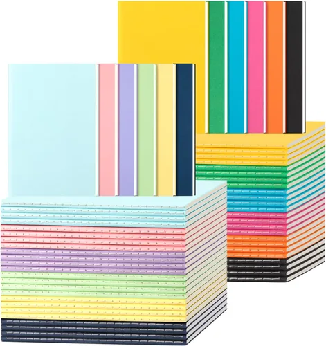 Miniatura 11 de Paquete de 24 cuadernos en blanco coloridos para escritura, diarios al por mayor, libros de composición A5, 21x14 cm, 60 páginas, 30 hojas