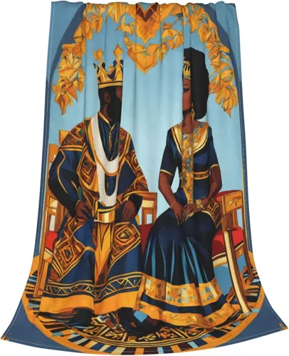 Miniatura 10 de Manta afroamericana de 50 x 60 pulgadas, regalo para amantes del rey y la reina, ultra suave, acogedora, decorativa, estilo bohemio, acogedora manta