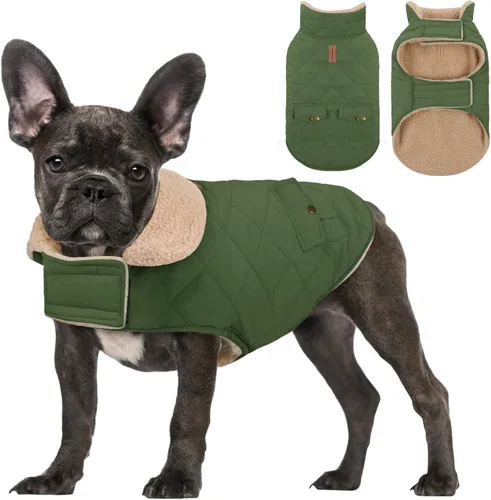 Miniatura 30 de Abrigo de invierno para perros pequeños y medianos, chaqueta a cuadros para cachorros, abrigo de algodón para clima frío, prendas cálidas y Rojo