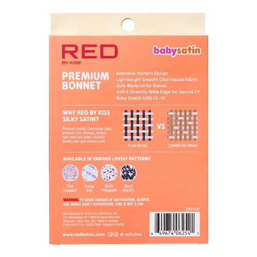 Miniatura 4 de Red by Kiss Gorro de Satén para Bebés para Dormir, Suave, Elástico y Seguro, Protege el Cabello del Bebé del Encrespamiento y la Rotura, Puntos