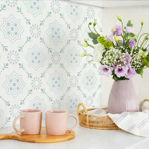 Miniatura 3 de GSS Designs - Plantilla de azulejos reutilizable de 12 x 12 pulgadas para pintar pisos de cemento de pared, muebles de madera, decoración del hogar