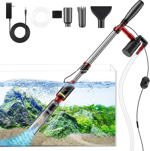 Limpiador de peceras, limpiador de grava de acuario, herramientas de limpieza eléctrica de tanque de peces de 530 GPH/32 W, aspiradora de limpieza