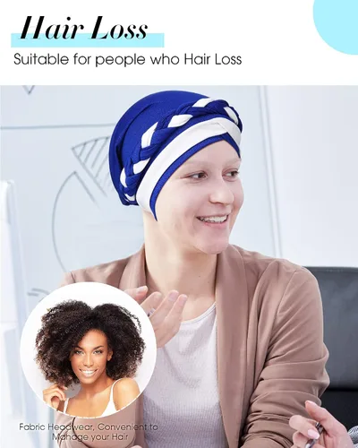 Miniatura 4 de SATINIOR 4 piezas de turbante africano para mujer, turbante con cuentas