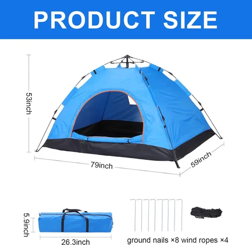 Miniatura 2 de Tudomro Juego de 3 piezas para acampar al aire libre, incluye 2 sacos de dormir para adultos y niños, 1 tienda de campaña de playa, refugio solar