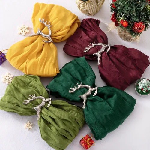 Miniatura 24 de DeZerlor Paquete de 12 servilletas de tela de estopilla de color azul claro, juego de 12 servilletas de cena a granel de 21 x 21 pulgadas