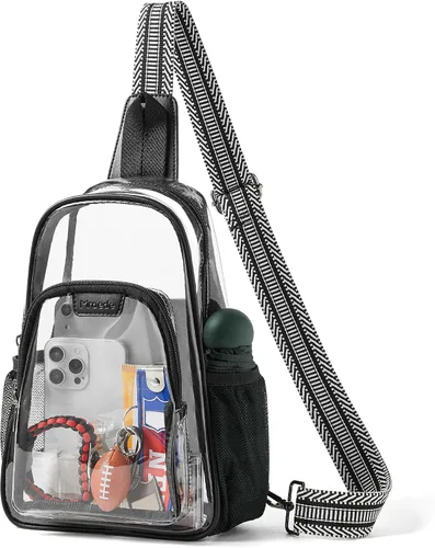Miniatura 8 de Bolsa transparente para eventos de estadio, aprobada con 4 bolsillos, bolsa transparente para mujeres y hombres, bolsa cruzada transparente