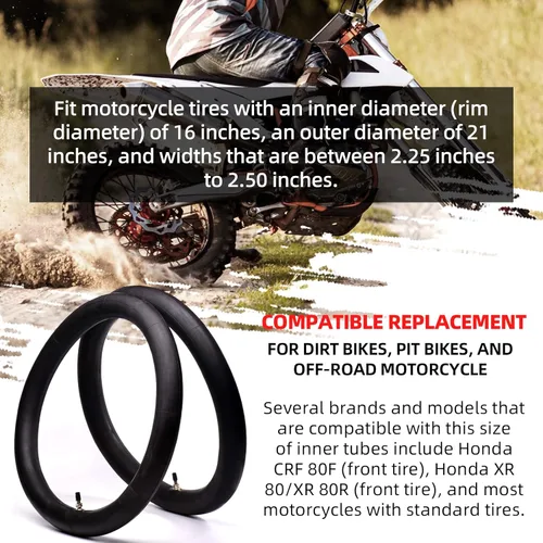 Miniatura 3 de AR-PRO - Tubos interiores de motocicleta todoterreno de 2.25/2.50-16 pulgadas con vástago de válvula TR4 - Tubos interiores de repuesto