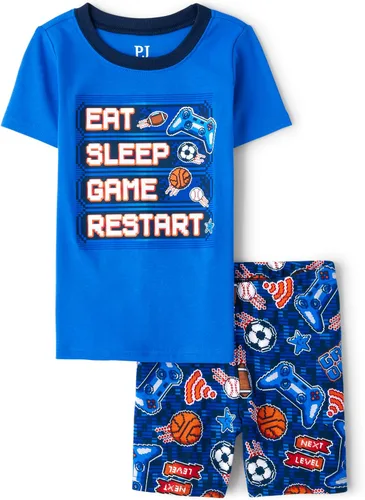 Miniatura 34 de The Children's Place Conjunto de pijama de 2 piezas con camiseta de manga y pantalones cortos para niños, 100 % algodón