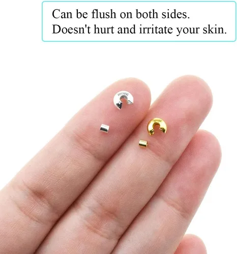 Miniatura 6 de Cuentas de crimpado de tubo pequeño de 0.079 pulgadas y cubiertas de nudo de cuentas de crimpado de 0.157 pulgadas, semicircular, fácil de colocar