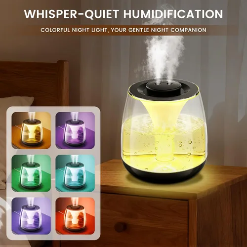 Miniatura 5 de Humidificadores para dormitorio, 3 L de llenado superior de niebla fría 40 horas de tiempo súper largo, 23 dB silencioso, humidificador de bebé