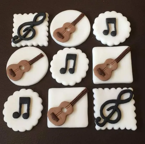 Miniatura 4 de ISZW - Juego de 12 cortadores de galletas de notas musicales, moldes de acero inoxidable para hornear, moldes de metal para hornear, moldes de metal