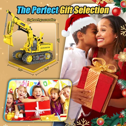 Miniatura 6 de Kits de Construcción de Robots, Juguetes STEM 5-en-1 para Niños de 8-14 años, Excavadora de Control Remoto y APP para Niños, Juegos de Construcción