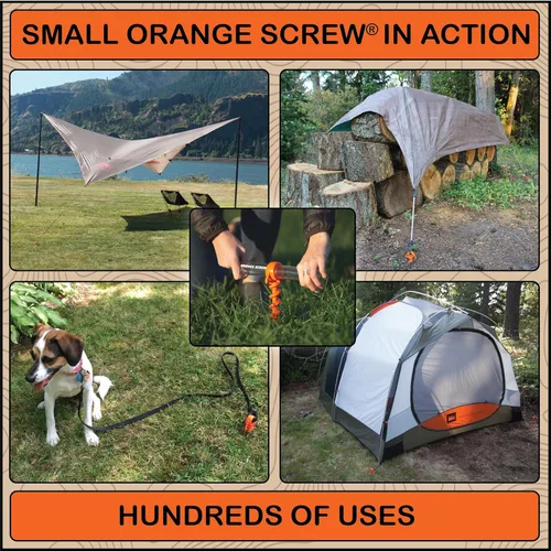 Miniatura 7 de Orange Screw Anclajes de tierra definitivos: estacas de tienda de campaña atornilladas resistentes para viento fuerte, arena, toldos y campamentos.