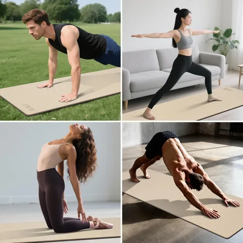 Miniatura 7 de ILILI Tapete de yoga 10mm extra grueso y 193cm extra largo, 76x28x0.4 pulgadas, material TPE antideslizante de doble color, fácil de transportar