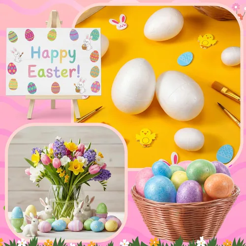 Miniatura 3 de Zonon 15 huevos de espuma para manualidades, 3.15 x 2.17 pulgadas, huevos de espuma de poliestireno blanco para Halloween, Pascua, manualidades