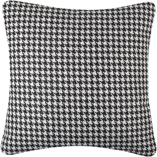 Miniatura 5 de Yeiotsy 2 fundas de cojín geométricas de pata de gallo para sofá, cama y silla, hechas de algodón y lino (18 x 18 pulgadas, negro)