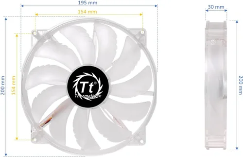 Miniatura 2 de Thermaltake 200 mm Pure 20 Series Azul LED Ventilador de Caja Tranquilo de Alto Flujo de Aire de Alto Rendimiento Fácil de Instalar Transparente