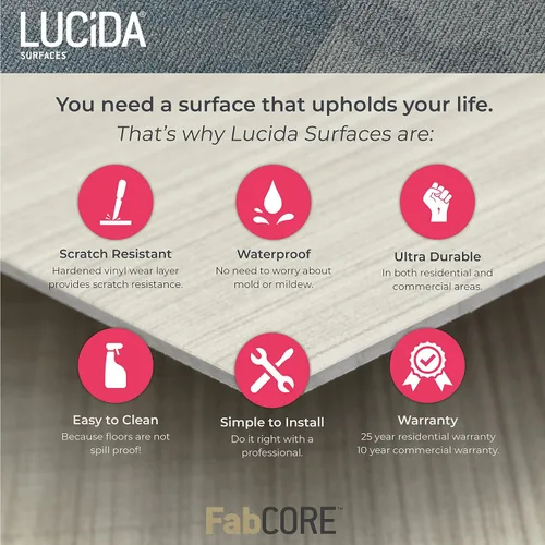 Miniatura 6 de Lucida Surfaces Azulejos de vinilo de lujo para piso Suelo adhesivo para pegar 18 tablones de aspecto texturizado Bloques de madera de fibra