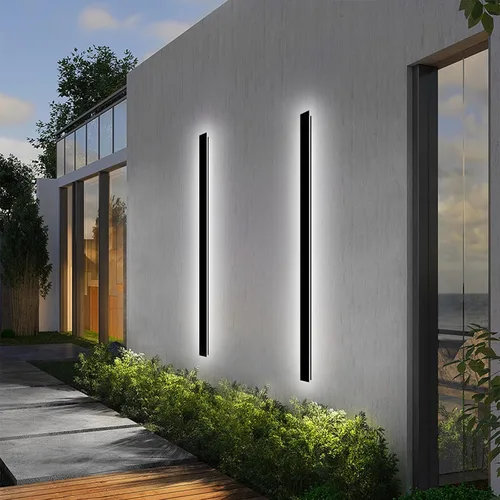 Paquete de 2 lámparas de pared modernas de 79 pulgadas, luces de pared negras para exteriores, para casa, aplique de pared exterior lineal de rayas