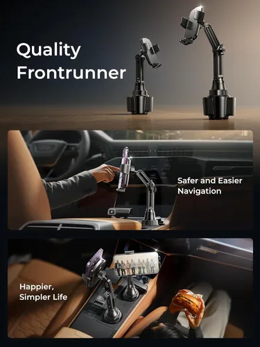 Miniatura 9 de LISEN Versión Mejorada Soporte para Taza y Teléfono Soporte para Teléfono con Cuello Largo Ajustable 360° Montaje para Teléfono en Coche y Carrito