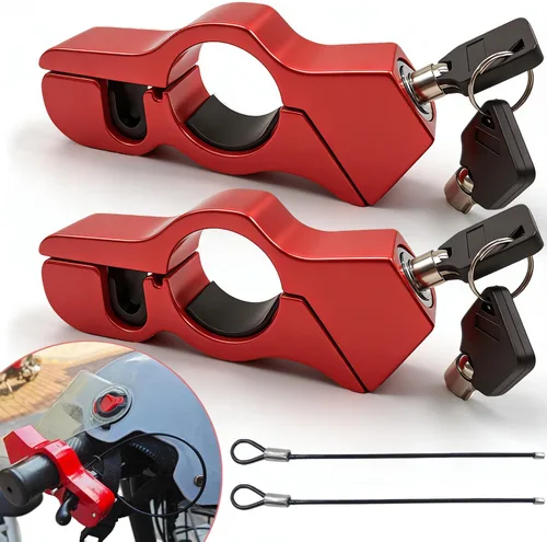 Juego de 2 cerraduras de motocicleta – Cerraduras de manillar de freno y casco antirrobo de alta resistencia, ajuste universal (<1.5 pulgadas) para