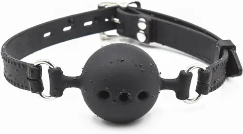 Mordaza en forma de bola de silicona transpirable para restricciones de bondage para adultos, juego sexual (Negro, bola de 1.5 pulgadas) | SM BDSM