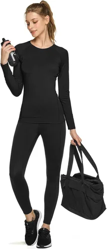Miniatura 8 de TSLA - Paquete de 1 o 3 unidades de camiseta de compresión deportiva para mujer, ajuste fresco y seco, camiseta de manga larga para entrenamiento