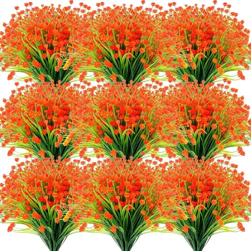 Miniatura 15 de Hoteam 40 paquetes de flores artificiales para exteriores, resistentes a los rayos UV, plantas de plástico para exteriores, primavera, verano