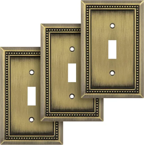 Miniatura 51 de Henne Bery Sunken Pearls - Placa de pared decorativa resistente para interruptor, cubierta para tomacorrientes (doble dúplex, níquel satinado)