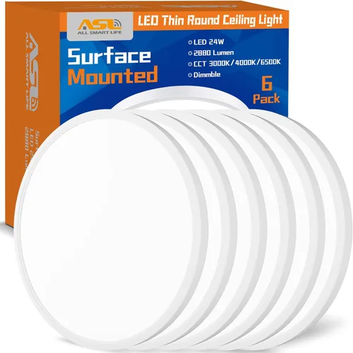 Miniatura 13 de Allsmartlife - Juego de 2 lámparas de techo empotradas, lámpara de techo LED redonda regulable CCT 3000K/4000K/6500K, lámparas de 24W de 12 pulgadas