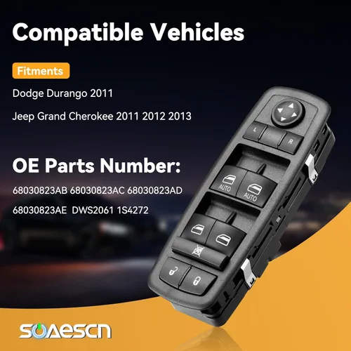 Miniatura 2 de Interruptor principal de ventana eléctrica lateral para Jp Grand Cherokee 2011-2013, Dodge Durango 2011, conjunto de control de interruptor