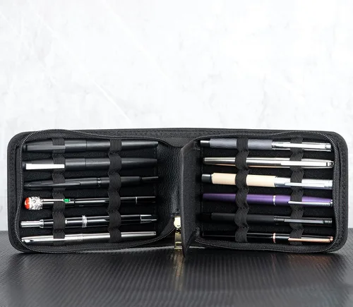 Miniatura 7 de Lanxivi 12 Estuche para pluma estilográfica, color negro, café, piel sintética, organizador Pourch Gag