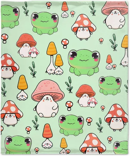 Miniatura 10 de Manta de rana y hongos, manta suave y acogedora de franela para sofá, cama, sala de estar, 40 x 30 pulgadas (XS) para mascotas