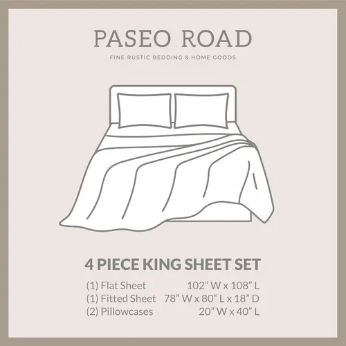 Miniatura 2 de Paseo Road - Juego de sábanas de 4 piezas, estampado de vaca de piel de vaca, tamaño King, crema, 350 hilos, juego de ropa de cama de estilo rústico