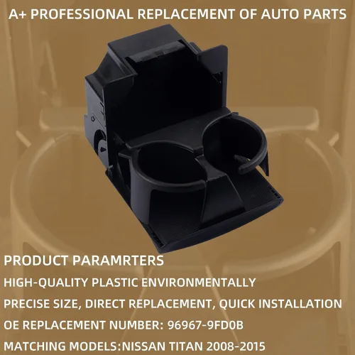 Miniatura 3 de Dasbecan Reemplazo del portavasos de la consola central trasera negro compatible con Nissan Titan 2004-2015 Reemplaza# 96967-9FD0B