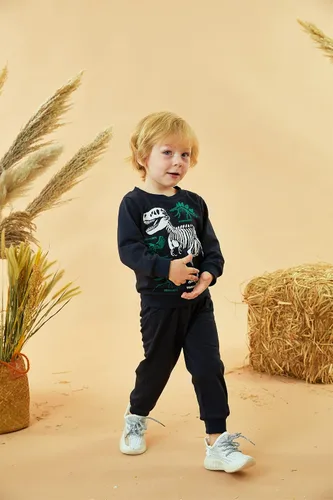 Miniatura 5 de HIHA Conjunto de sudadera de dinosaurio para niño pequeño, sudadera de manga larga, pantalones, ropa de primavera