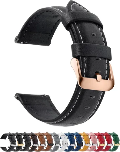 Miniatura 30 de Fullmosa Correa de reloj de piel de liberación rápida para hombres y mujeres, correas de repuesto de ancho 0.472 in, 0.551 in, 0.630 in, 0.709 in